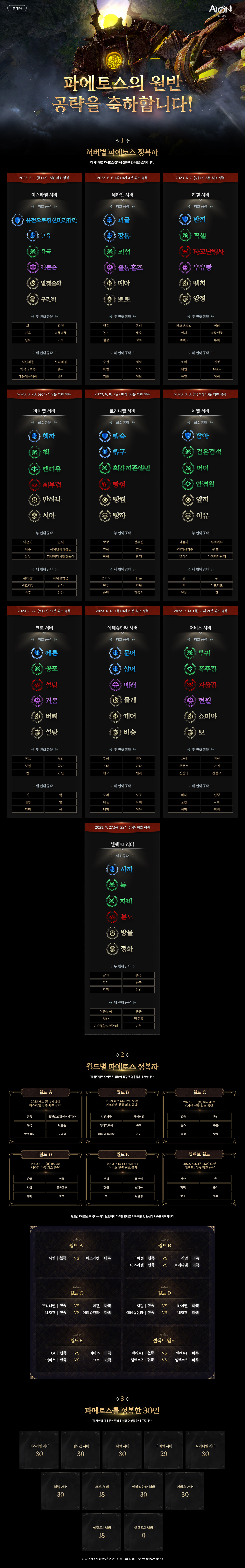 수정] 파에토스의 원반 공략 축하 안내 : 아이온-NCSOFT